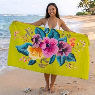 Special Offer Rayon Sarong Hand Painted Flower Design Handmade In Bali